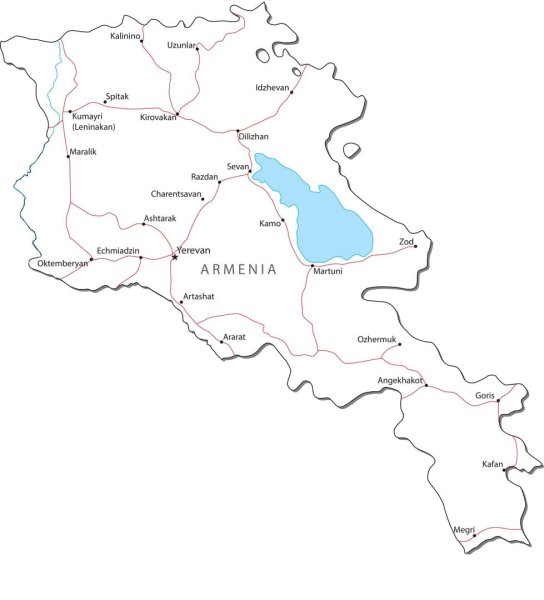 Армения на контурной карте