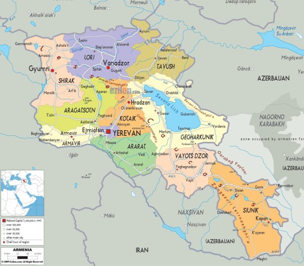 Армения на карте