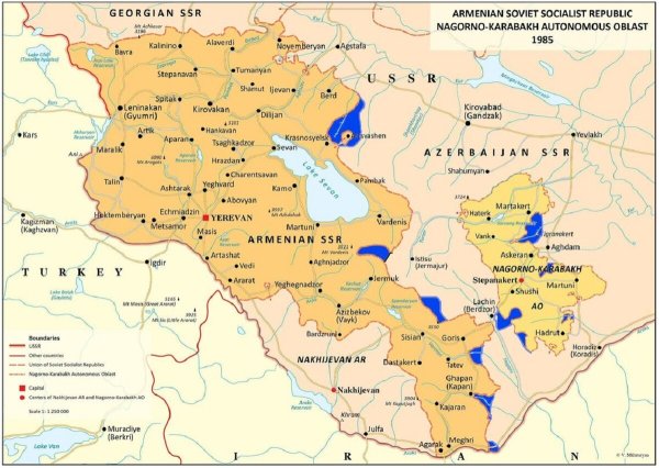 Армения на карте СССР
