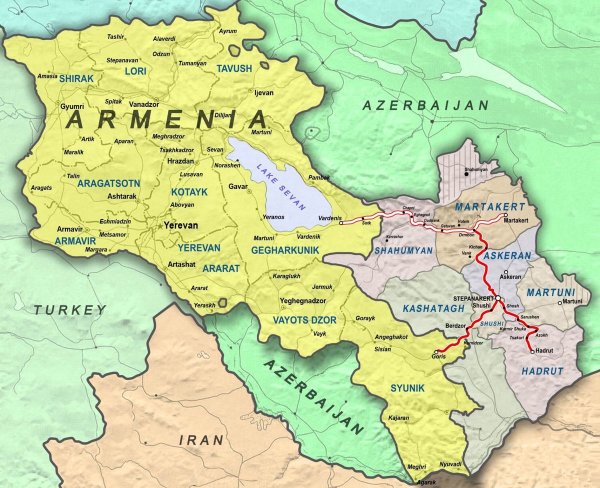 Карта Армении и Карабаха