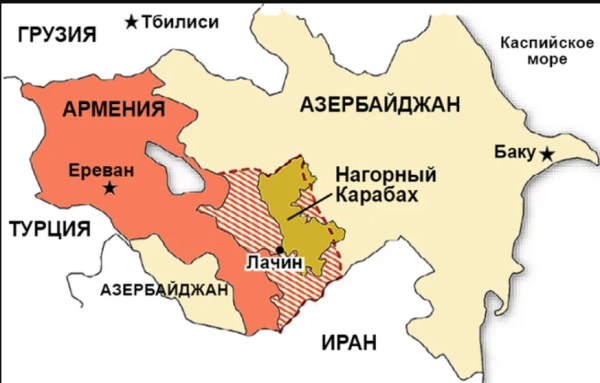 Границы Нагорного Карабаха на карте