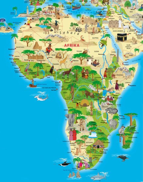 Достопримечательности Африки на карте