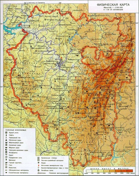 Географическая карта Башкортостана