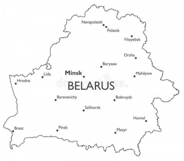 Беларусь контурная карта с городами