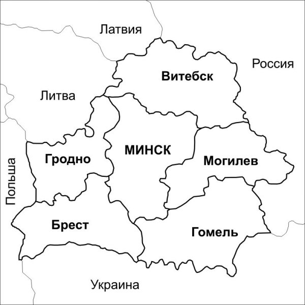Карта Беларуси раскраска