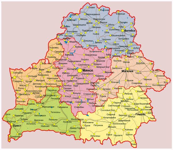 Административная карта Белоруссии