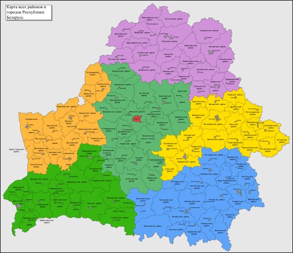 Карта Беларусь по областям
