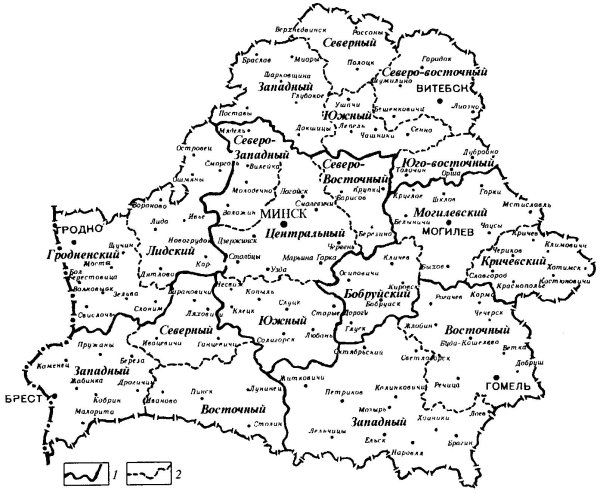 Карта Беларуси с районами