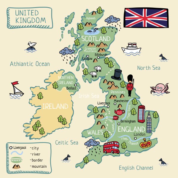 Great Britain карта для детей