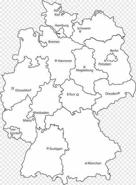 Земли Германии контурная карта