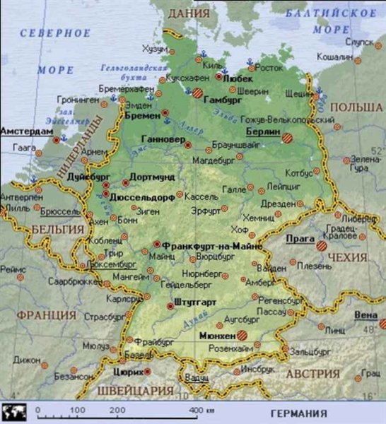 Карта Германии с землями на немецком языке