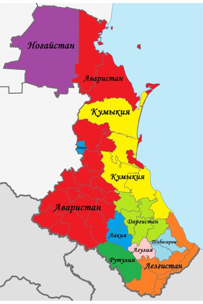 Карта административного деления Дагестана