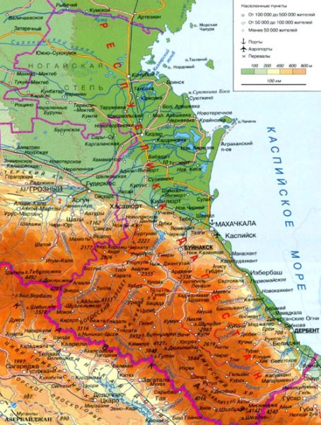 Республике Дагестан географическая карта