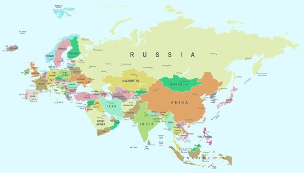 Политическая карта Евразии