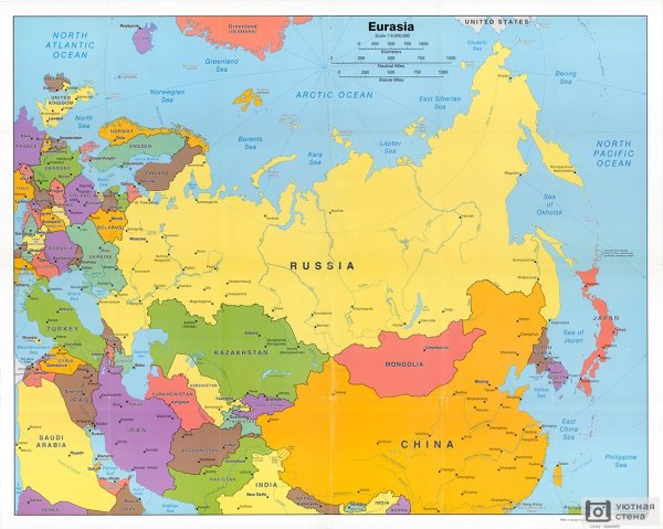 Политическая карта Евразии 2020