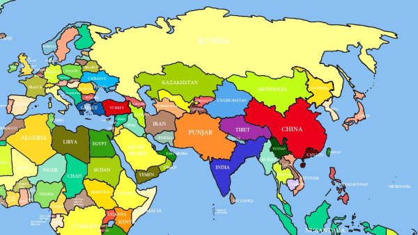 Карта Азии с границами стран