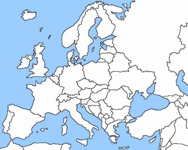 Карта Европы без названий стран