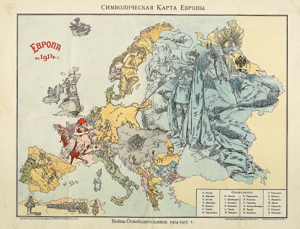 Карта Европы 1914 года политическая