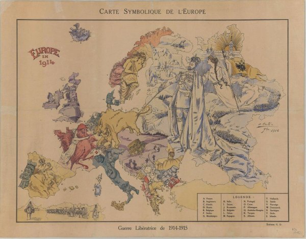 Сатирическая карта Европы 1914 года