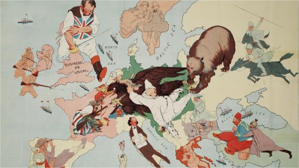 Сатирическая карта Европы 1914 года