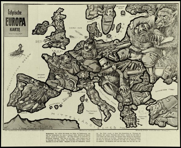 Сатирическая карта Европы 1914 года