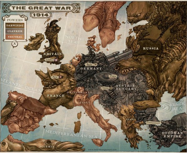 Карикатурная карта Европы 1914