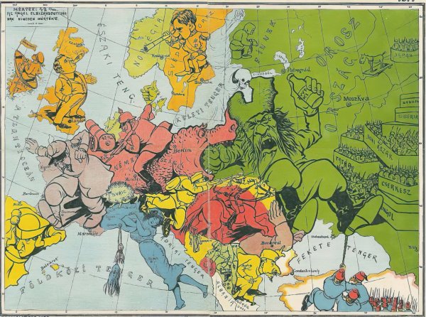 Kapuкатурнaя кapта Eвponы 1914 гoда