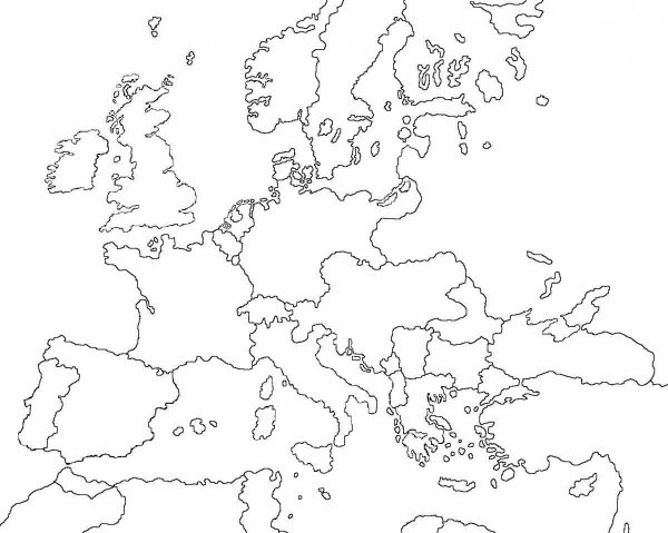 Контурная карта Европы 1939 года