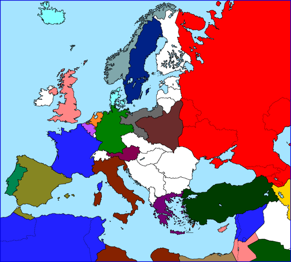 Карта Европы 1939 белая