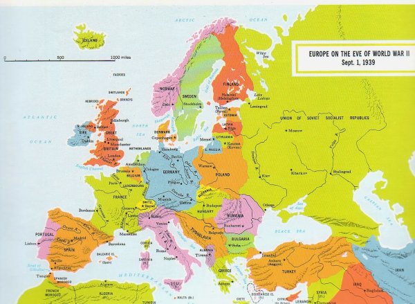 Карта Европы 1939 года