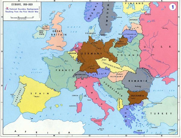 Карта Европы 1919