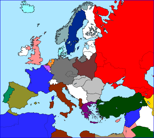 Карта Европы 1917 года политическая