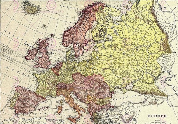 Карта Европы 1912 года
