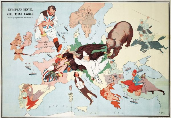 Сатирическая карта Европы 1914 года