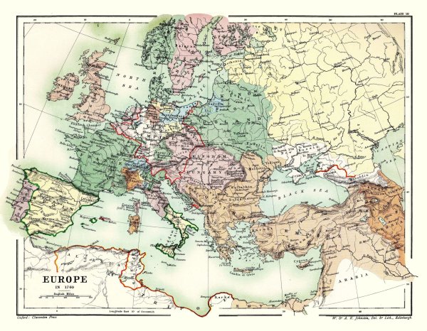 Карта Европы 1740