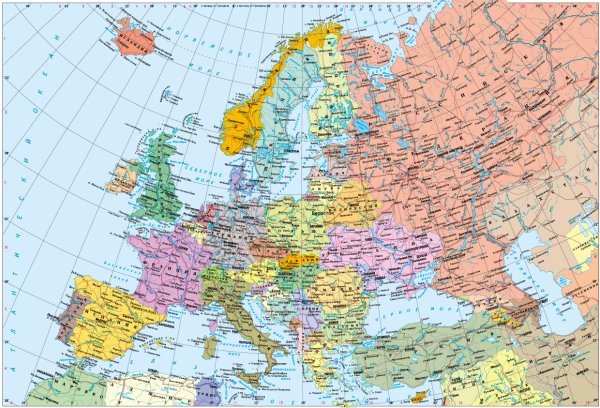 Границы государств центральной Европы и их столицы на карте