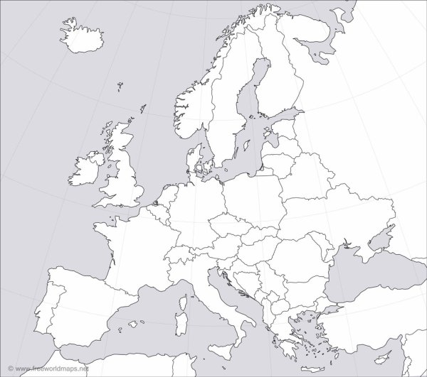 Карта Европы со странами пустая