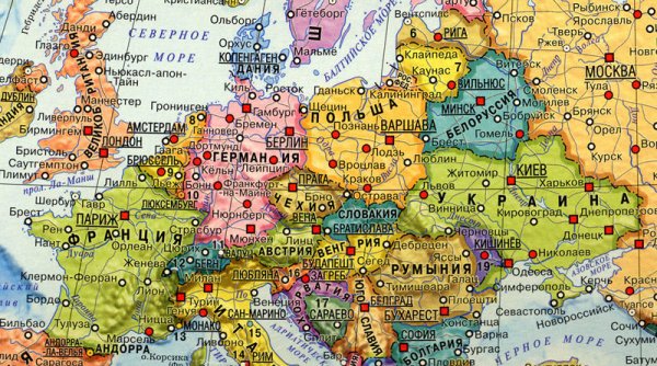 Карта Европы со столицами