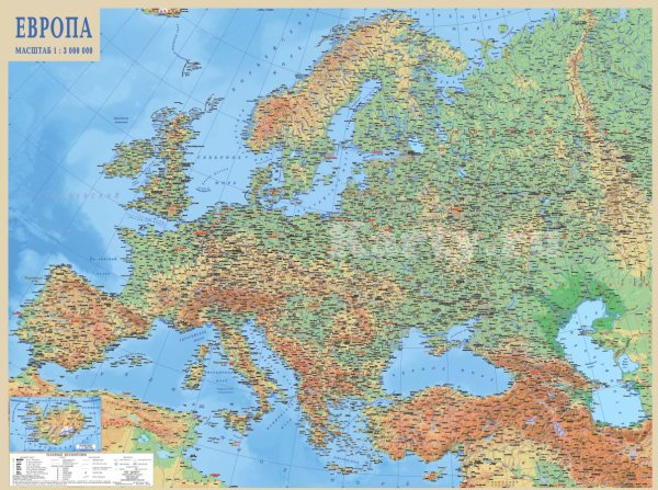 Карта Европы на географической карте