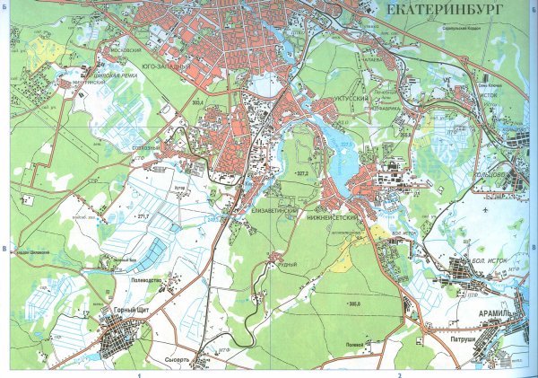 Карта окрестностей Екатеринбурга