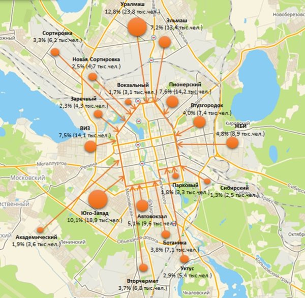 Карта Екатеринбурга центр города