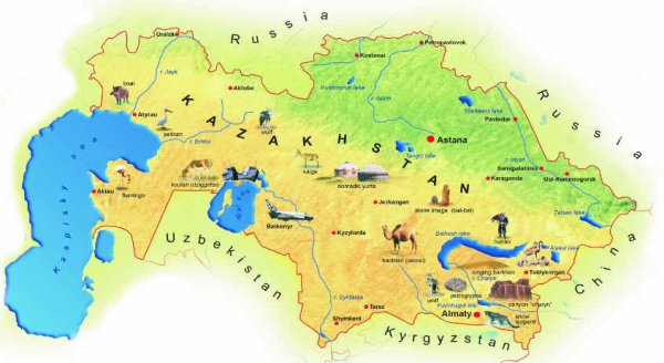 Карта Казахстана для детей