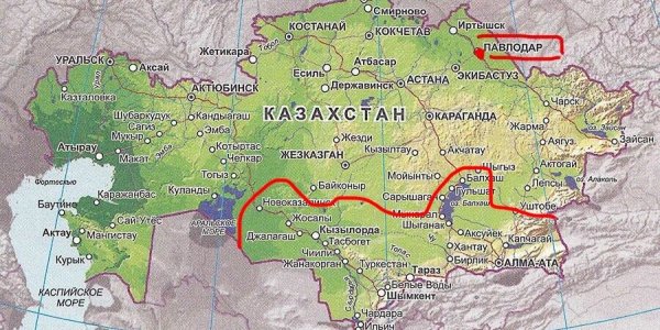Географическая карта Казахстана