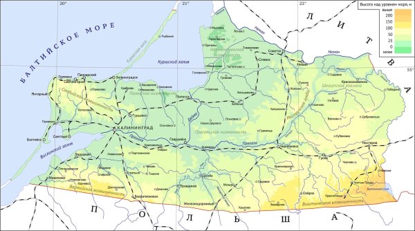 Географическая карта Калининградской области