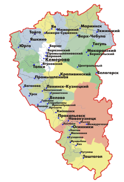 Карта Кузбасса