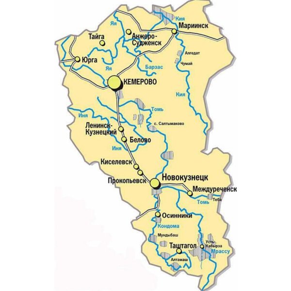 Границы Кемеровской области на карте