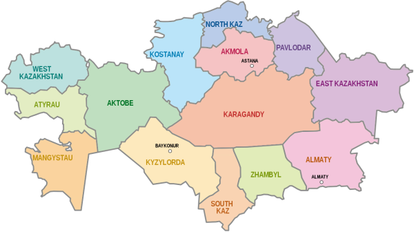 Административное деление Казахстана карта