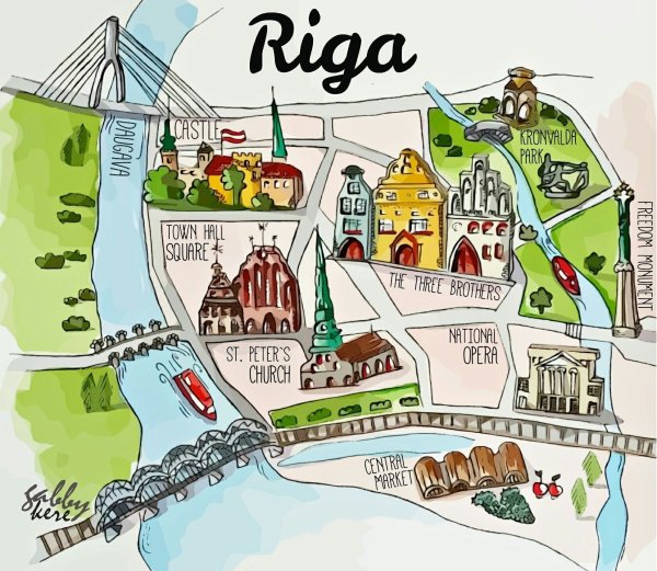 Карта старого города Рига