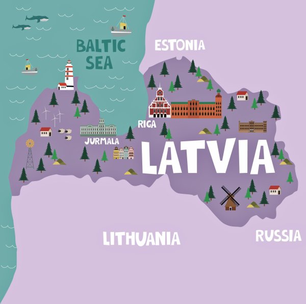 Красивая карта Латвии