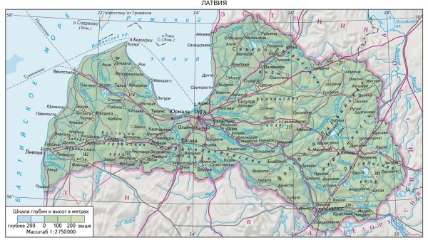Карта Латвии с городами подробная
